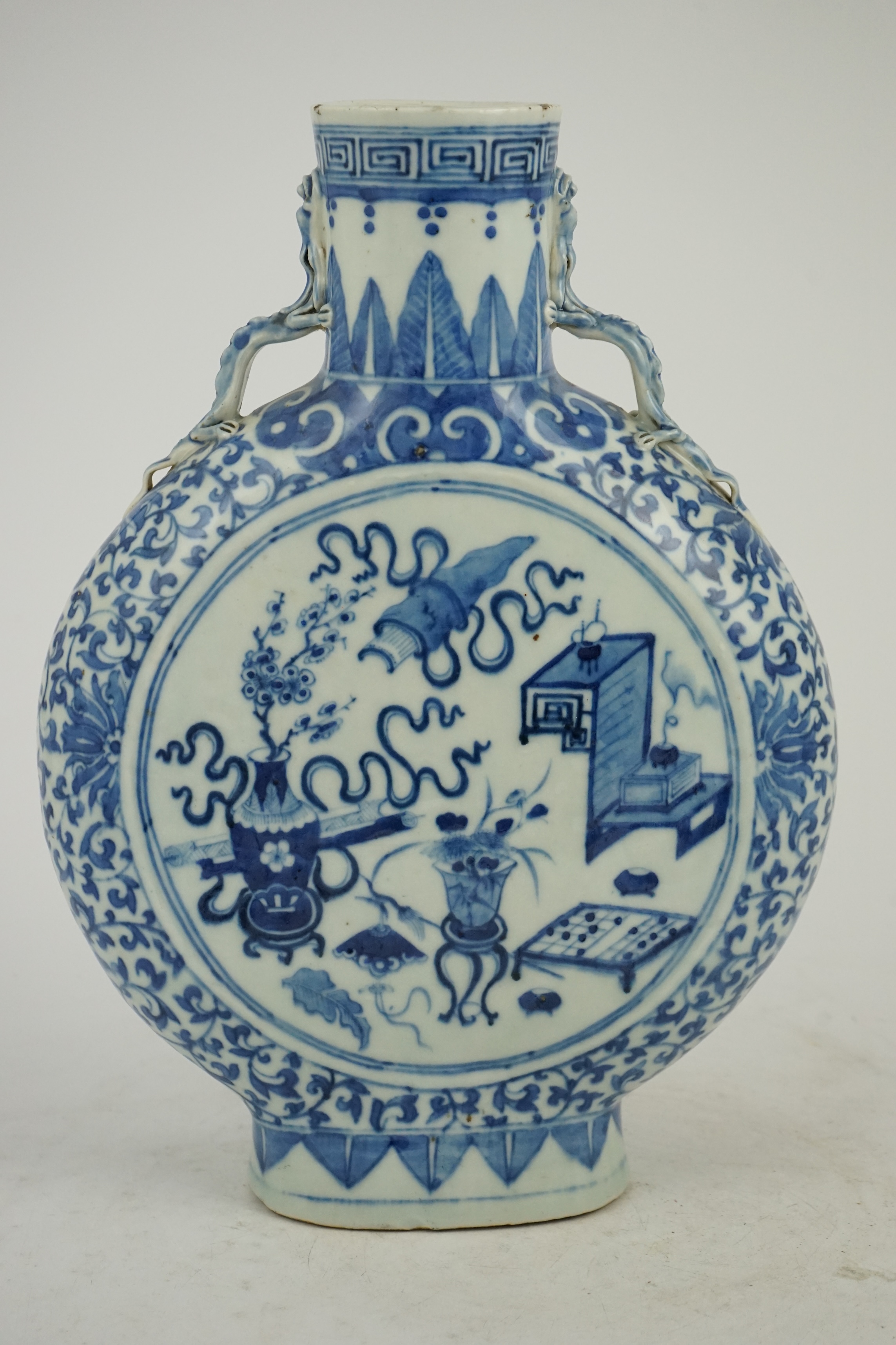 A large Chinese blue and white moonflask, bianhu, 19th century